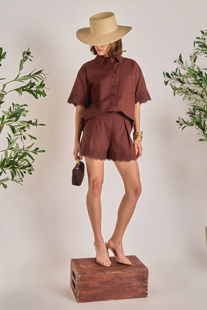 English Factory Midnight Lace Linen Shirt