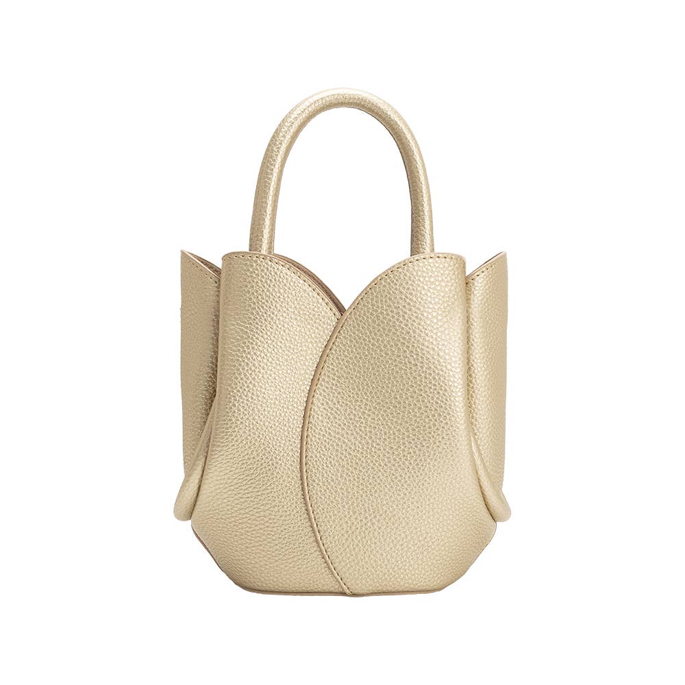 Melie Bianco Tulip Mini Metallic Gold Recycled Vegan Leather Handbag