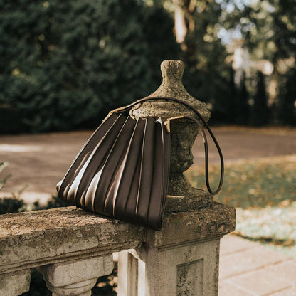 Melie Bianco Carrie Olive Pleated Vegan Leather Shoulder Bag