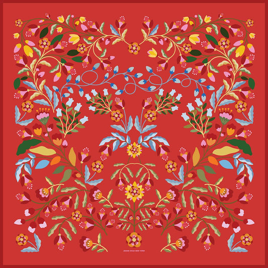 Jessie Zhao Festival Flora Double Sided Silk Scarf