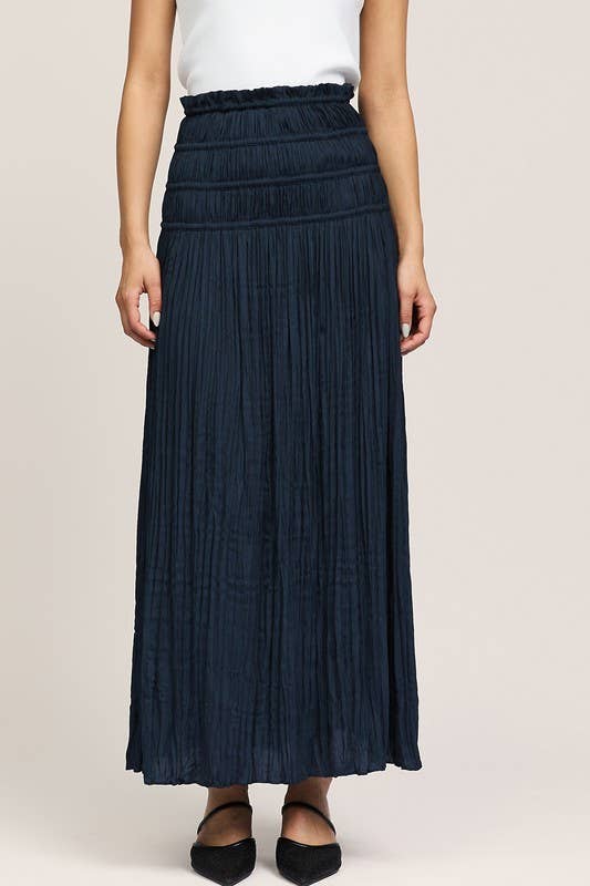 Cyrrent Air Crinkled Smocked Waist Maxi Skirt