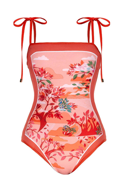 Jessie Zhao Crossing Red Reversible One-Piece Swimsuit