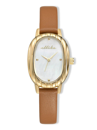 Ettika Timeless Texture Cognac Leather Watch