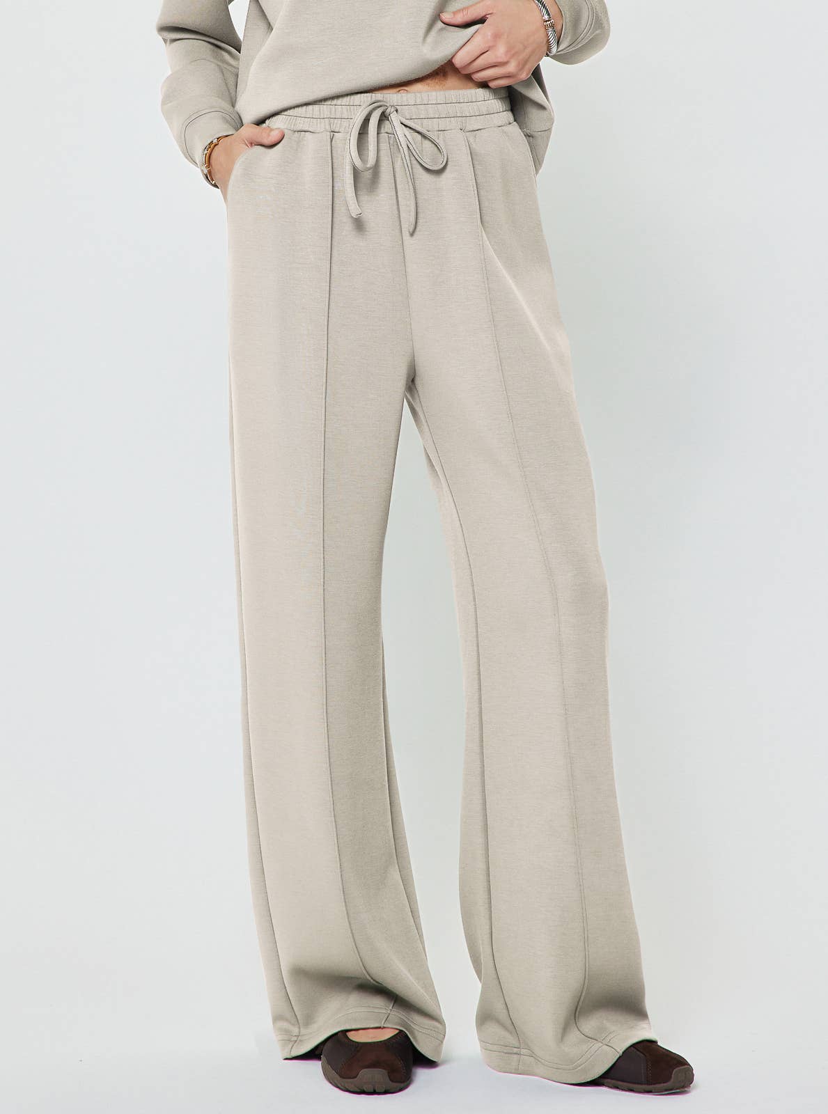 Current Air Cowl Neck Pullover Sweatshirt and Wide Leg Pants Set