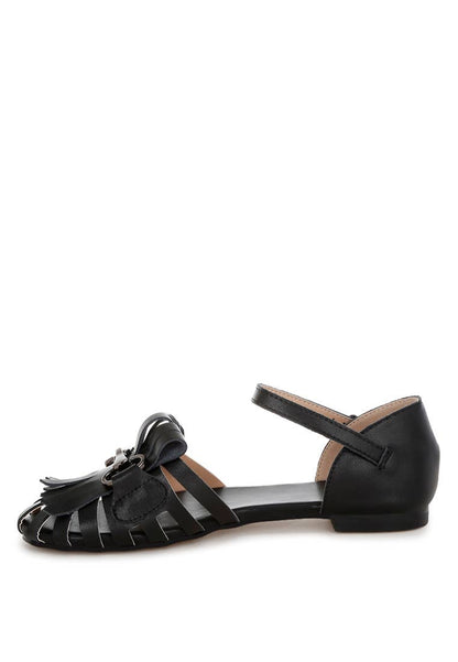 Rag & Co Ramita Horsebit Fringe Flat Sandals