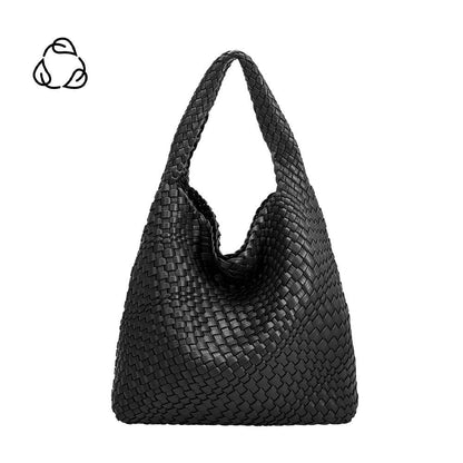 Melie Bianco Johanna Black Recycled Vegan Leather Shoulder Bag