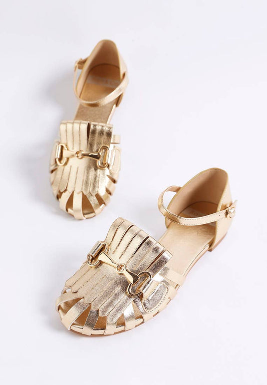 London Rag Noori Metallic Fringe Flat Sandals