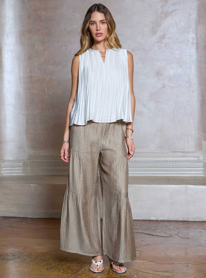 Current Air Pleated Sleeveless Cropped Top