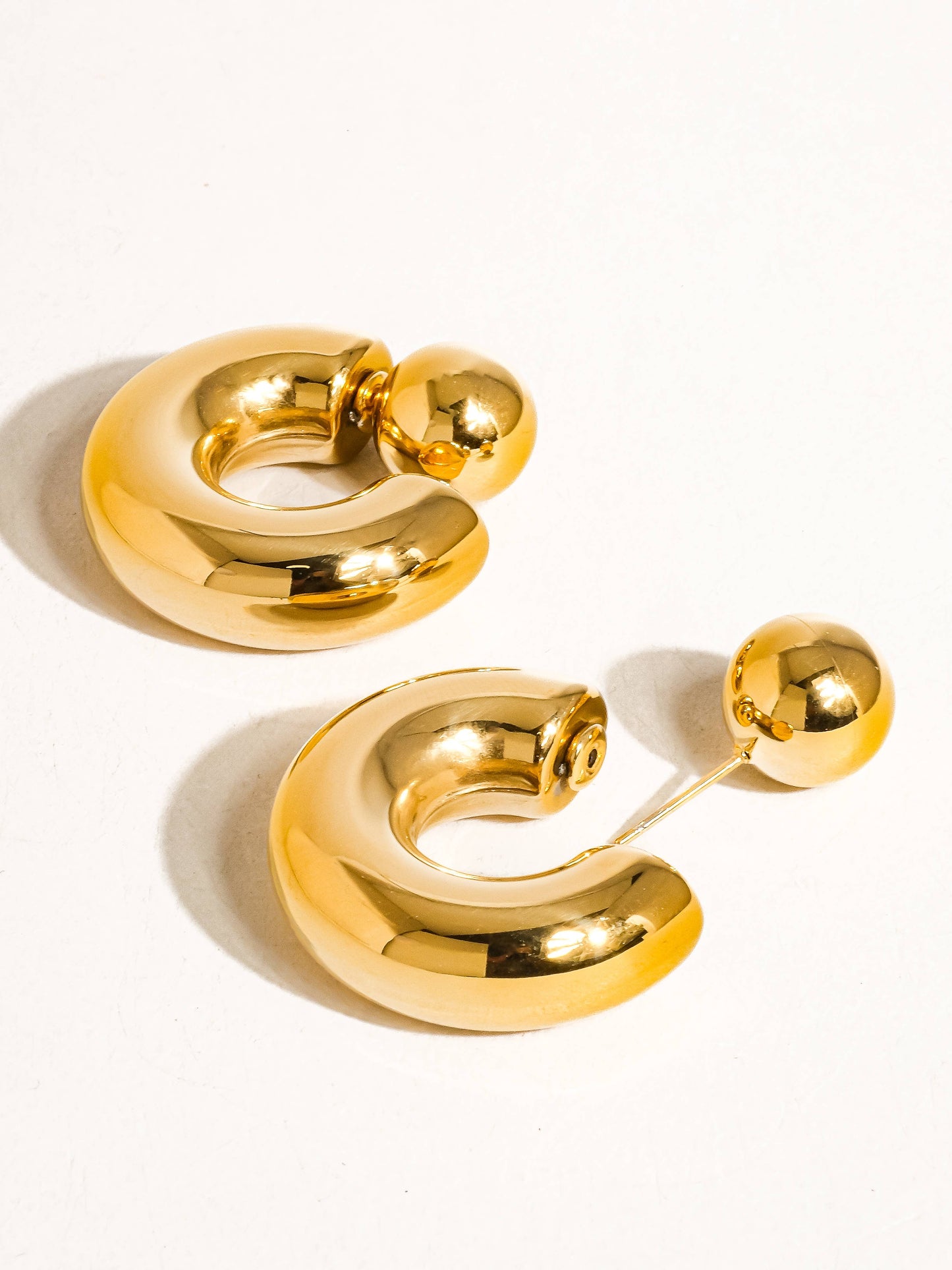 Flanerie by Maiq Fernanda 16K Gold Non-Tarnish Ball C Hoop Earring