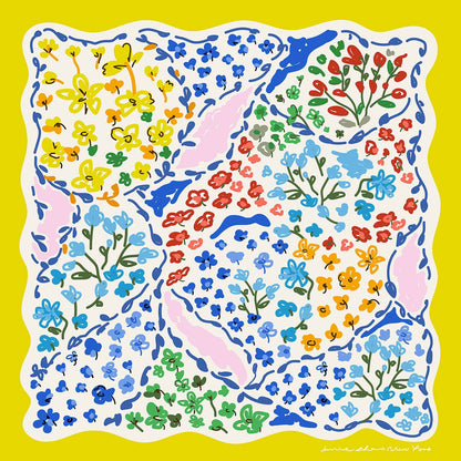 Jessie Zhao Jessie Zhao Yellow Garden Double Sided Silk Scarf