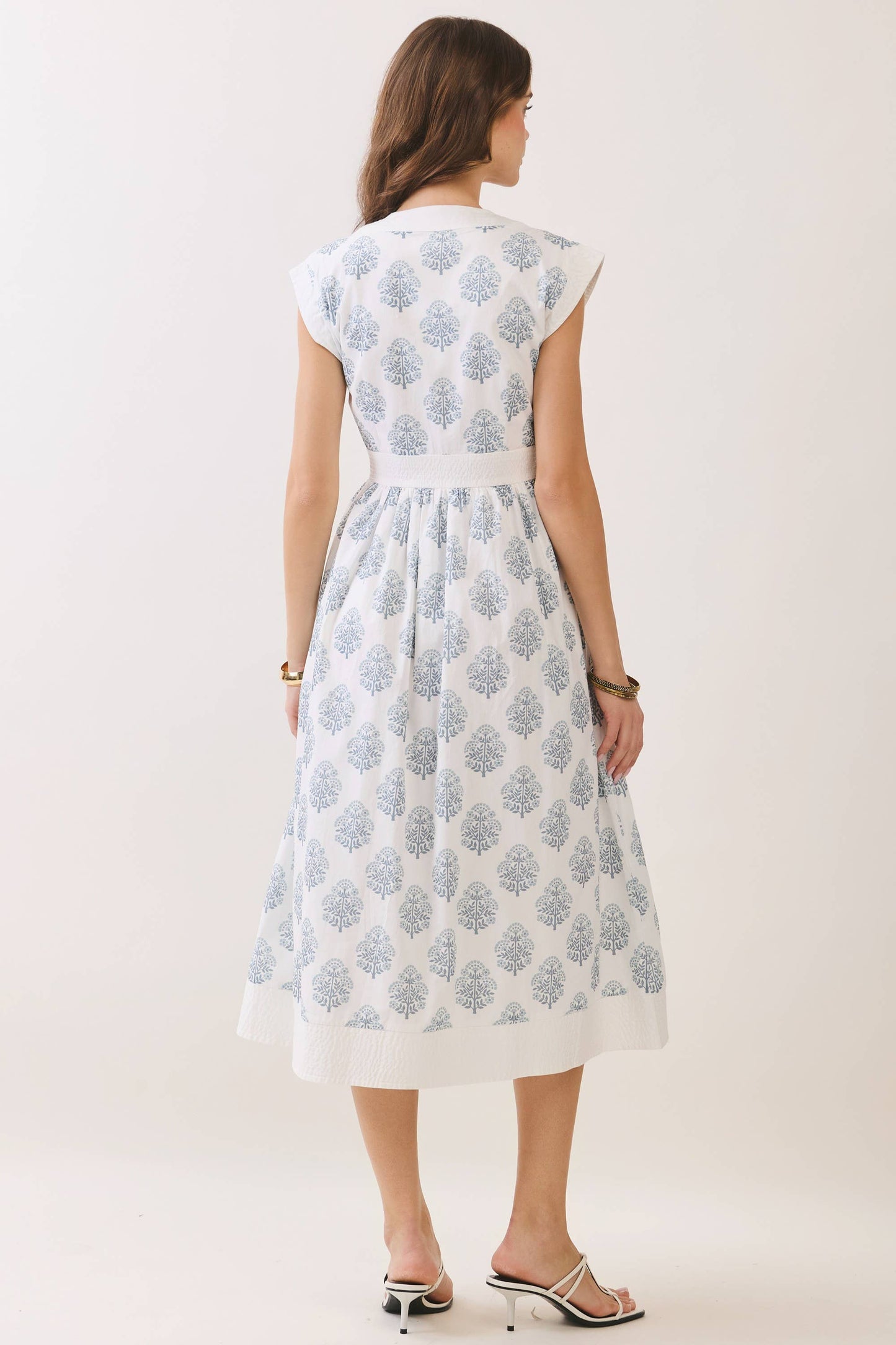 TCEC Floral Print Zipper Front Midi Dress
