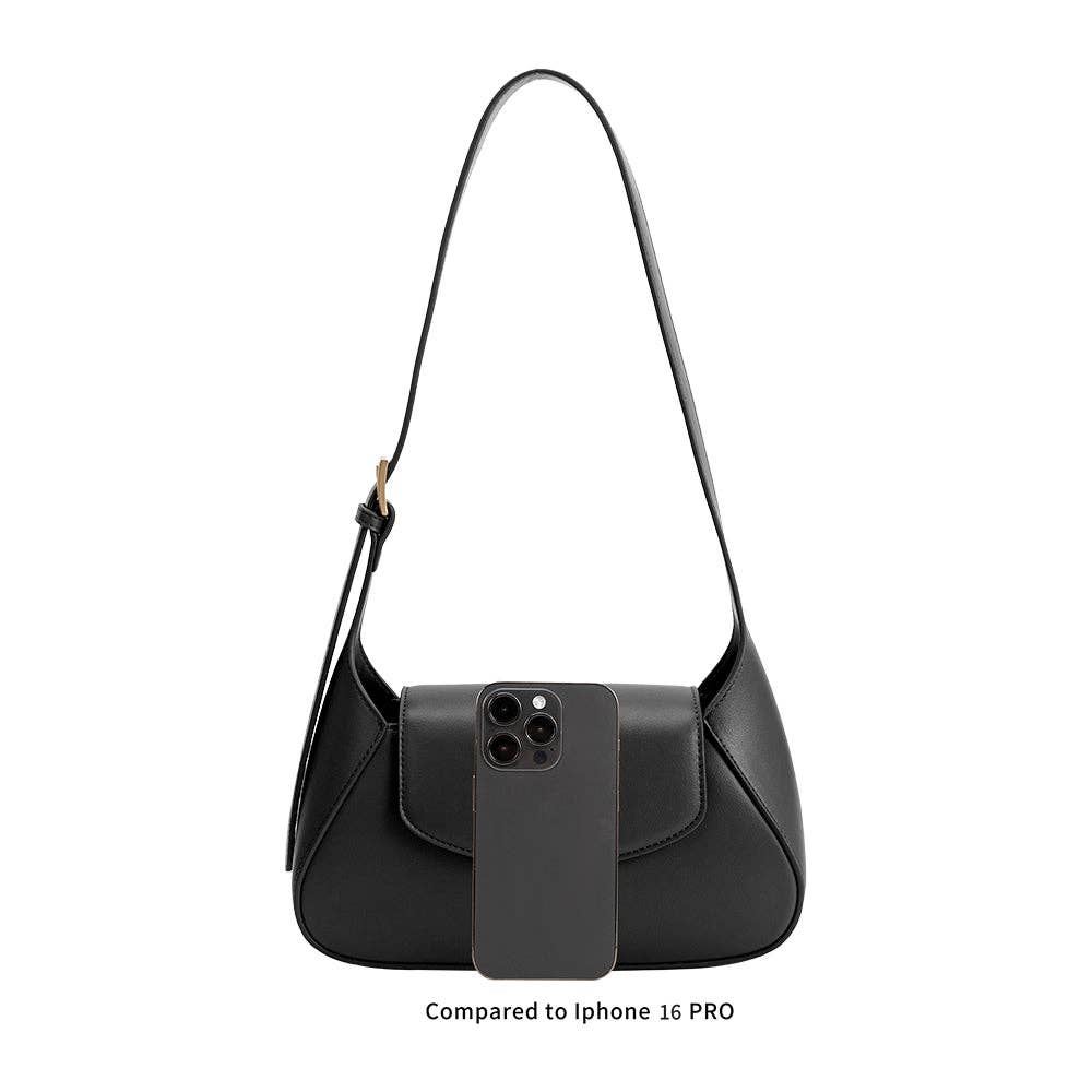 Melie Bianco Melody Black Recycled Vegan Leather Shoulder Bag