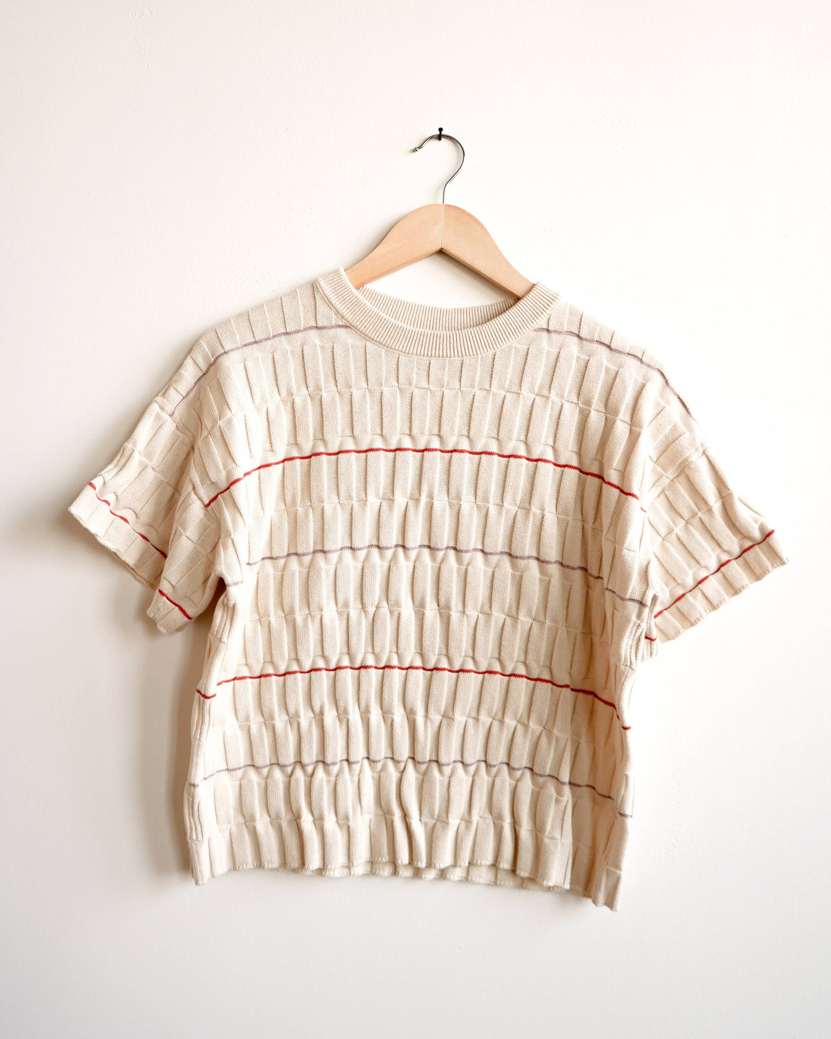 The Endery Wiggle Stripe Knit Grid Tee in the Daybreak Palette