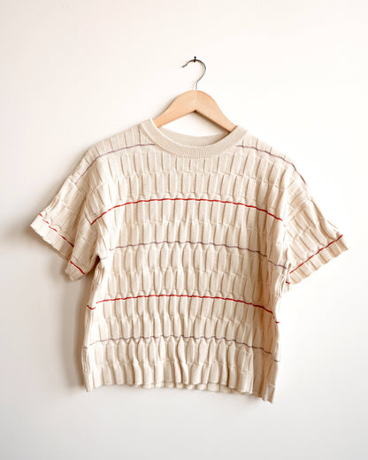 The Endery Wiggle Stripe Knit Grid Tee in the Daybreak Palette