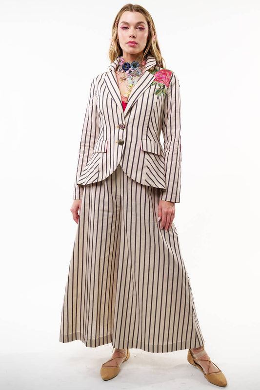 Aratta Derby Princess Stripes Blazer and Wide Leg Pants Set