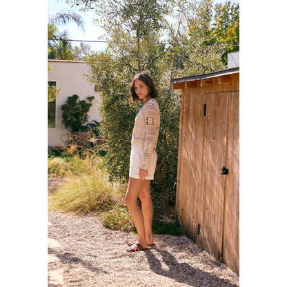 FLORAL SHEER CROCHET TOP WITH SCALLOP HEM