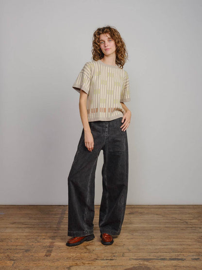 The Endery Bauhaus Short Sleeve Sweater Tee in the Cumulus Palette