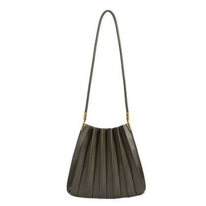 Melie Bianco Carrie Olive Pleated Vegan Leather Shoulder Bag