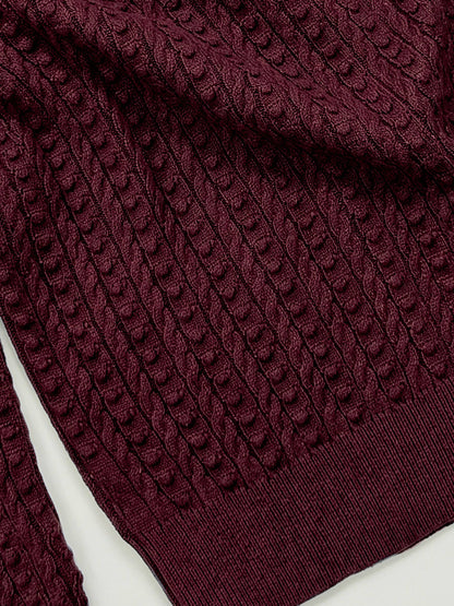 Current Air Open Collar Pullover Cable Knit Sweater