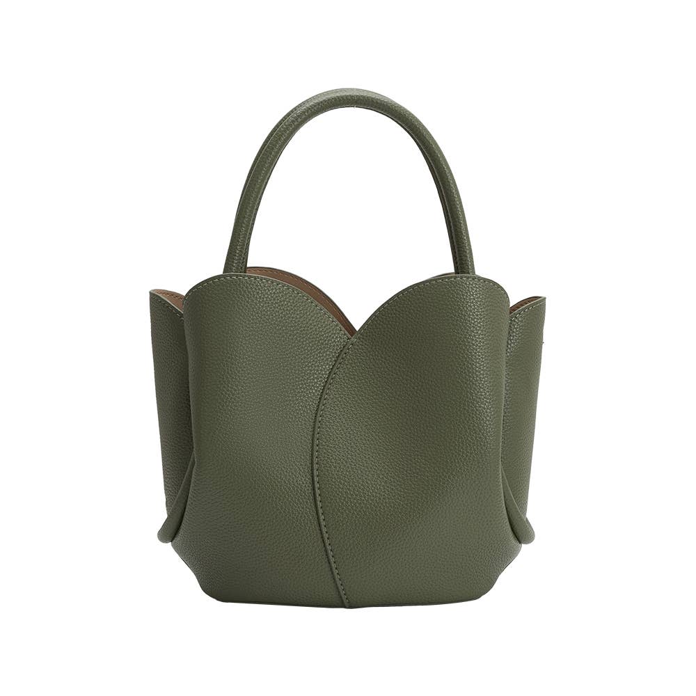 Melie Bianco Tulip Moss Recycled Vegan Leather Top Handle Bag