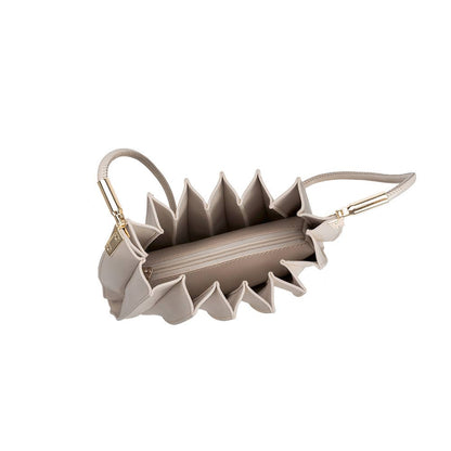 Melie Bianco Carrie Bone Pleated Vegan Leather Shoulder Bag