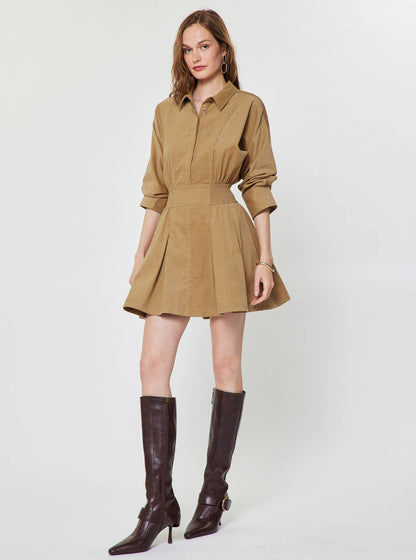 Current Air Corduroy Flared Shirt Mini Dress