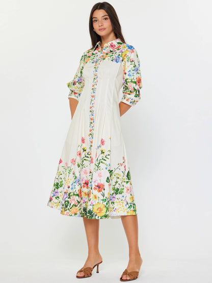 Current Air Floral Printed Button Down Midi Dress
