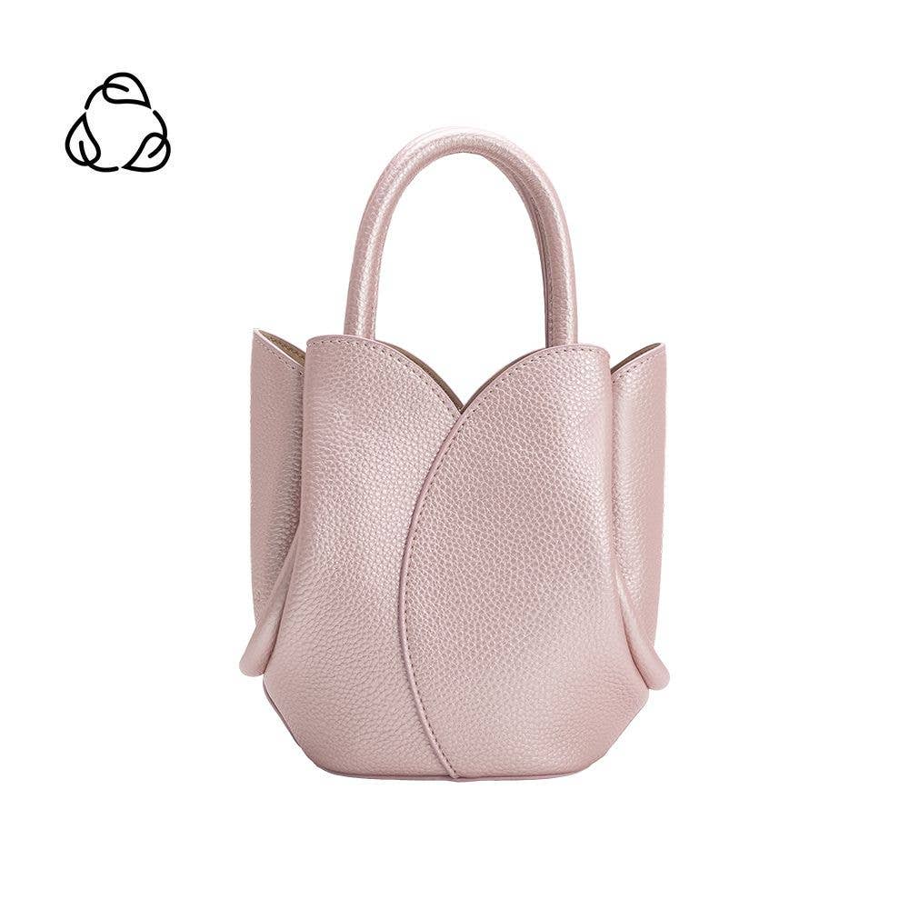 Melie Bianco Tulip Mini Metallic Pink Recycled Vegan Leather Top Handle Bag
