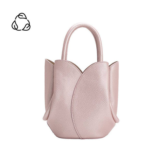 Melie Bianco Tulip Mini Metallic Pink Recycled Vegan Leather Top Handle Bag