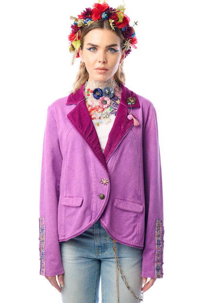 Aratta Colonel Jacket - Violet | French Terry Jacket | Velvet Blazer