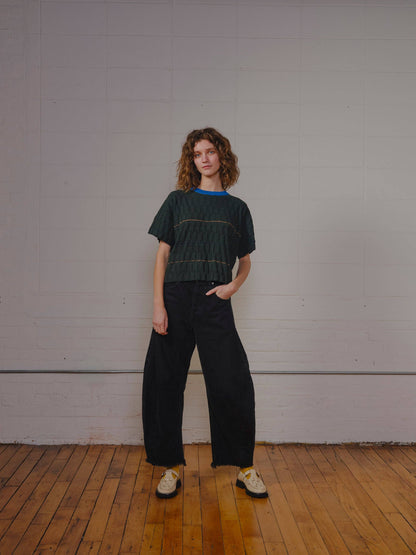 The Endery Wiggle Stripe Knit Grid Tee in the Calathea Palette
