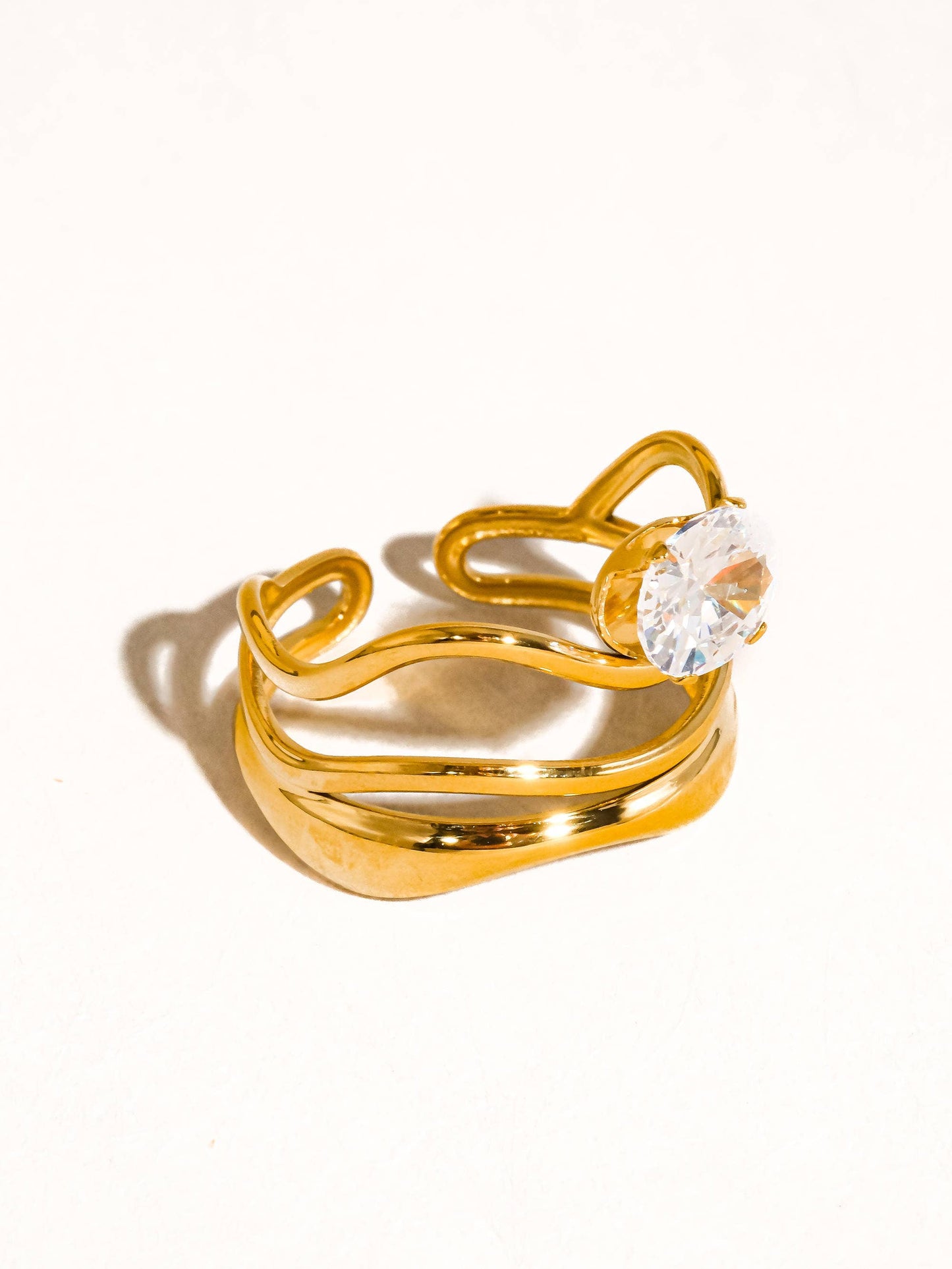 Flanerie by Maiq Gloire 18K Gold Non-Tarnish Abstract CZ Ring