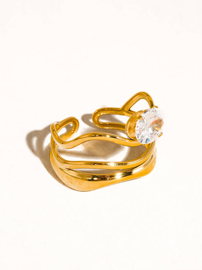 Flanerie by Maiq Gloire 18K Gold Non-Tarnish Abstract CZ Ring