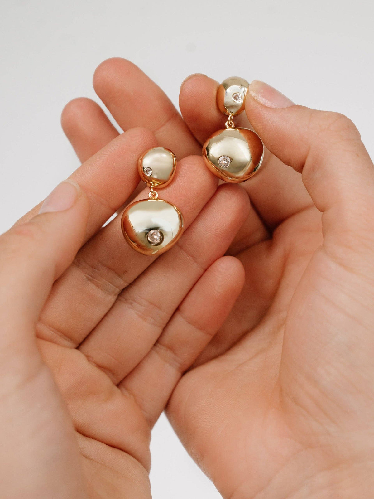 Ettika Polished Double Pebble Drop Earrings