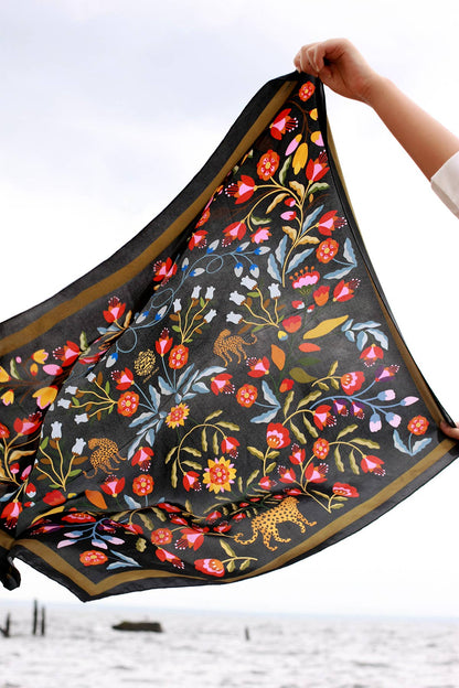 Jessie Zhao Double Sided Silk Scarf of Night Imagination