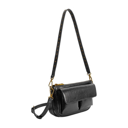 Melie Bianco Aria Black Recycled Vegan Leather Shoulder Bag