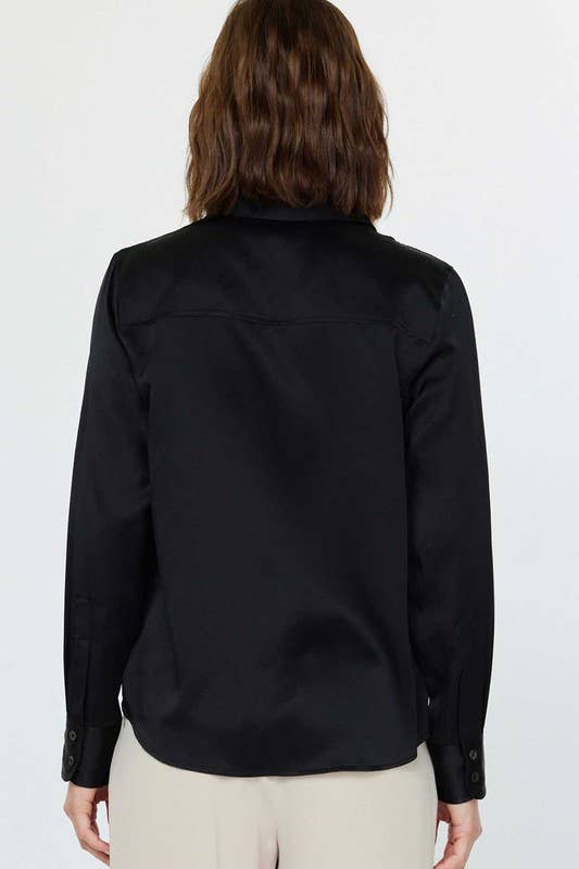 Current Air 100% Silk Button Down Long Sleeve Blouse