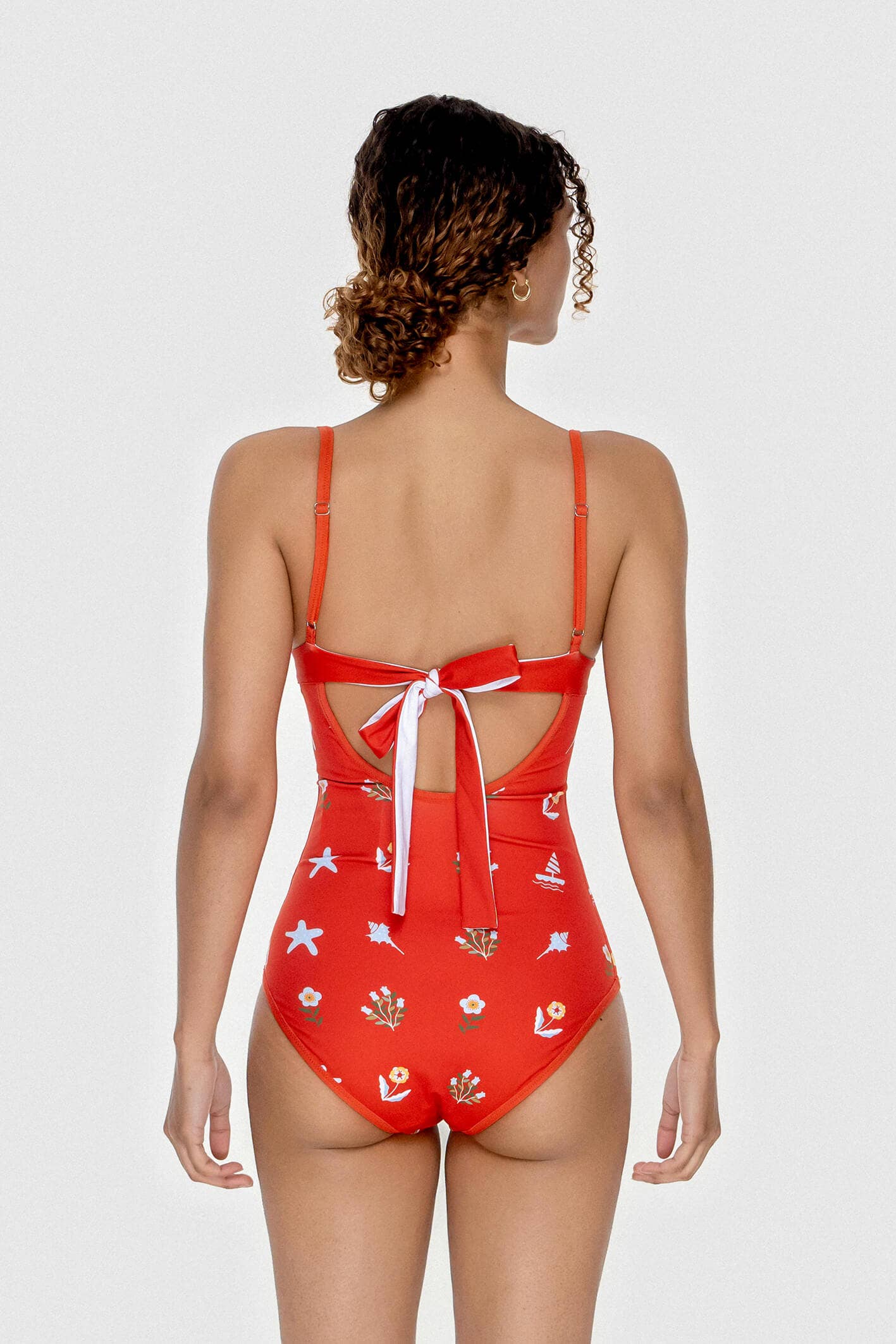 Jessie Zhao Red Coral Reversible V-Neck One-Piece Swimsuit