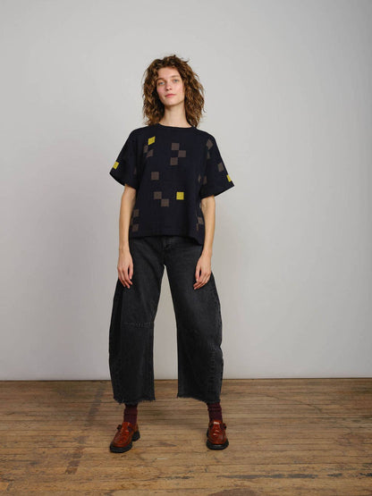 The Endery Albers Short Sleeve Sweater Tee in Atlantic Palette