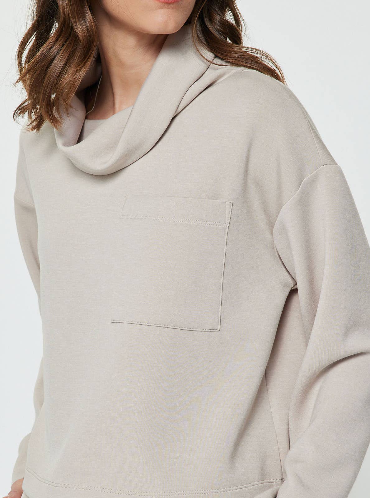 Current Air Cowl Neck Pullover Sweatshirt and Wide Leg Pants Set