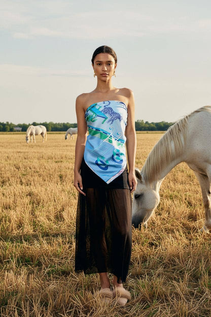 Jessie Zhao Double Sided Silk Scarf Jungle Party