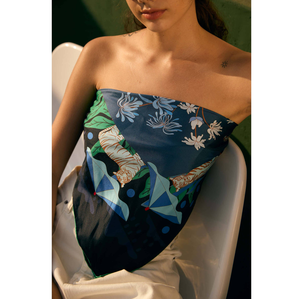 Jessie Zhao Double Sided Silk Scarf of Night Banquet