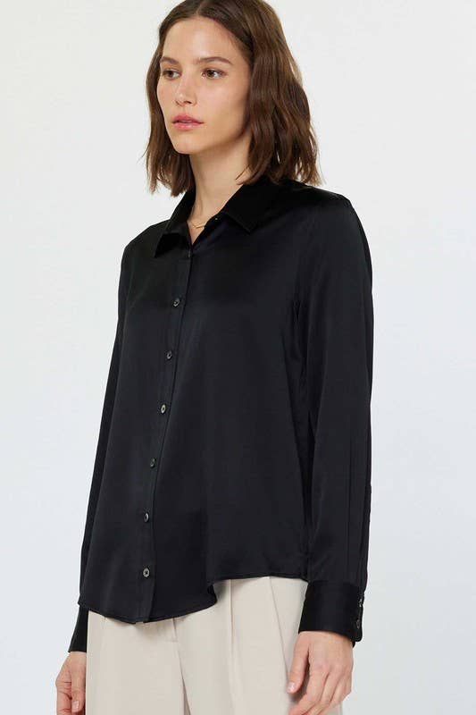Current Air 100% Silk Button Down Long Sleeve Blouse