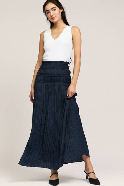 Cyrrent Air Crinkled Smocked Waist Maxi Skirt