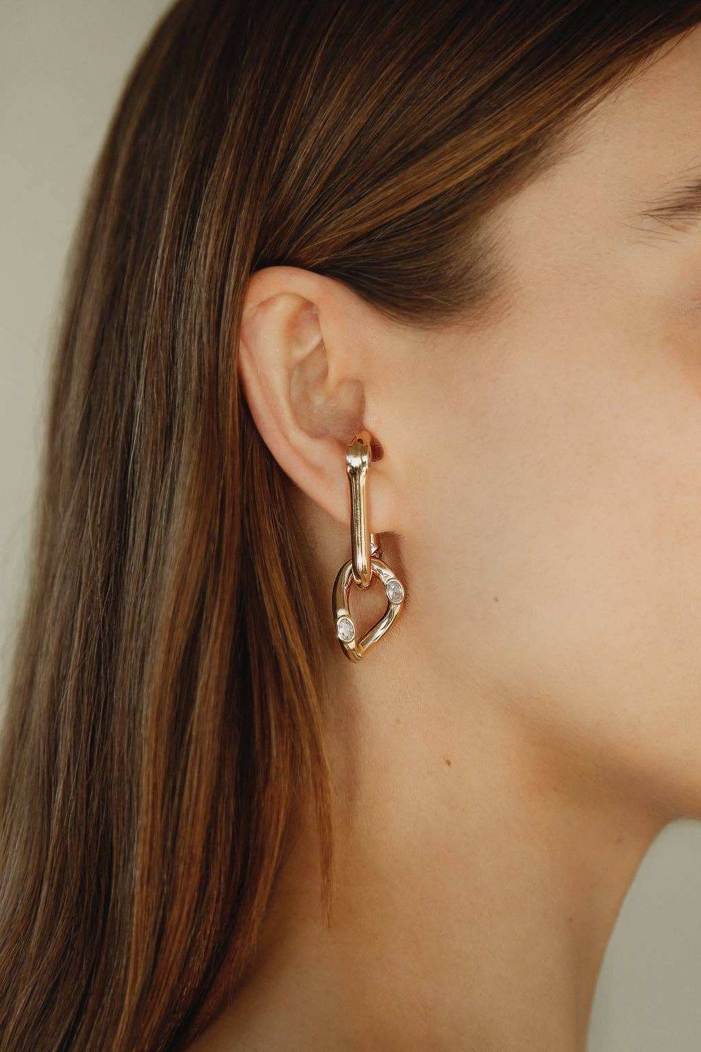 White Cubic Zirconia Logan Lobe Cuff Earrings