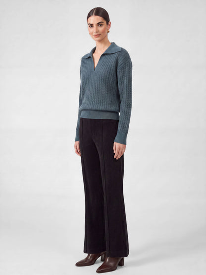 Current Air Open Collar Pullover Cable Knit Sweater