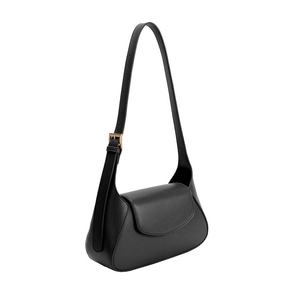 Melie Bianco Melody Black Recycled Vegan Leather Shoulder Bag