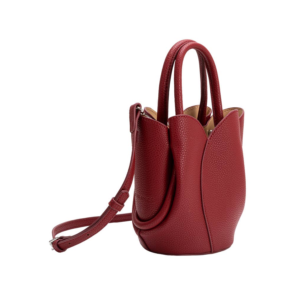 Melie Bianco Tulip Mini Red Recycled Vegan Leather Top Handle Bag