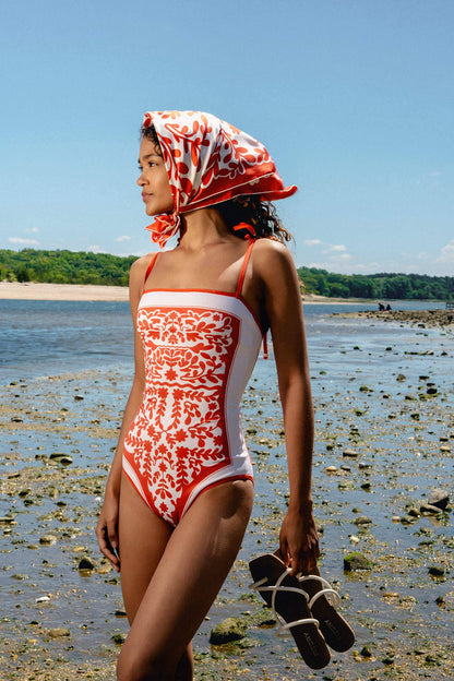 Jessie Zhao Crossing Red Reversible One-Piece Swimsuit