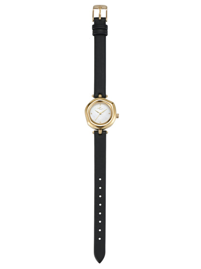 Ettika Open Circle Leather Watch in Black